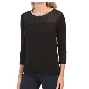 CABLE & GAUGE Beaded Neck Sweater - Brand new with tag